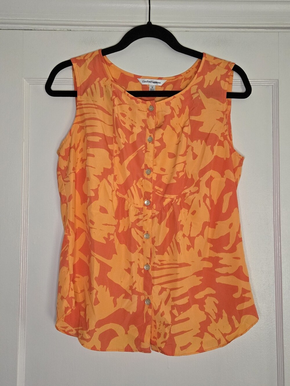 Croft & Barrow Orange Button Up Light Weight Tank Top Women's Small
